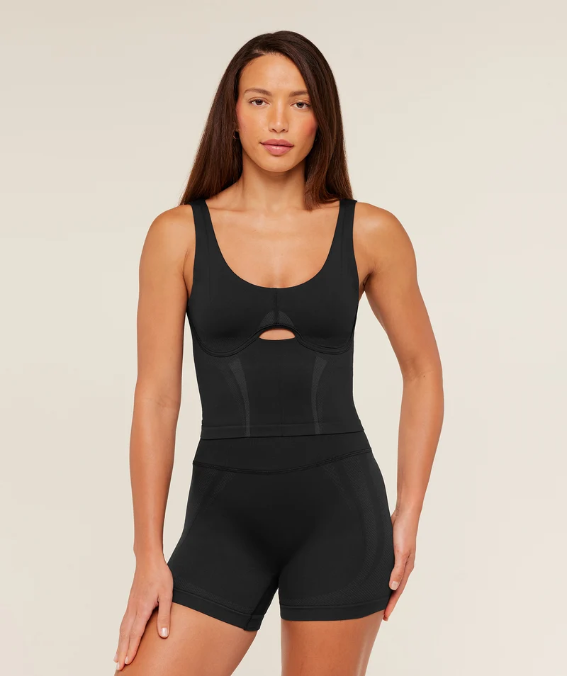Gymshark Weekend Seamless Tank Top - Black/Asphalt Grey