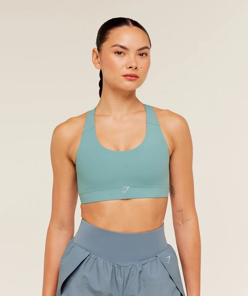 Gymshark Medium Support Running Sports Bra - Storm Blue