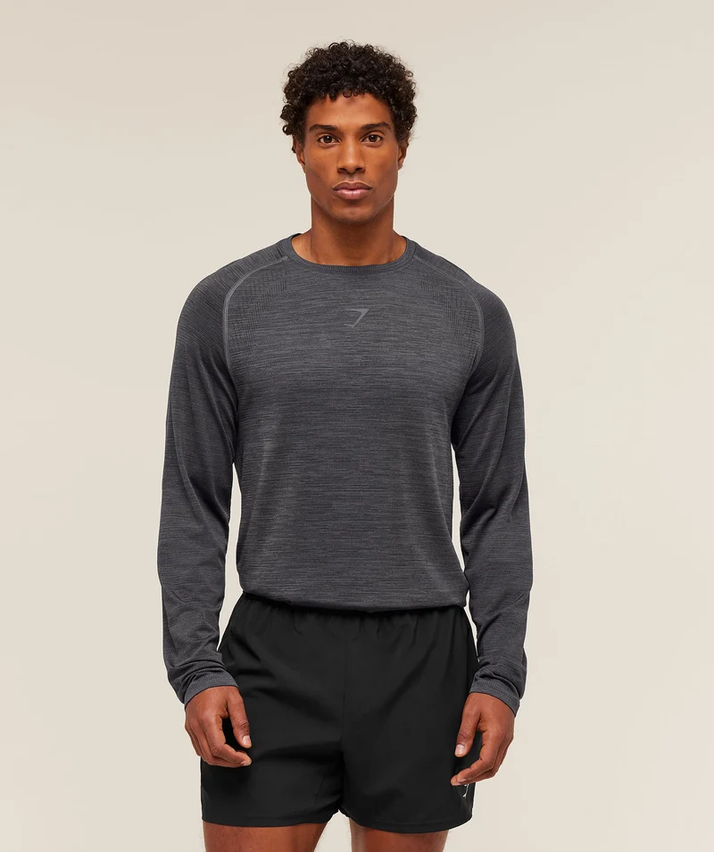 Gymshark Versatile Seamless Long Sleeve T-Shirt - Dark Grey/Black