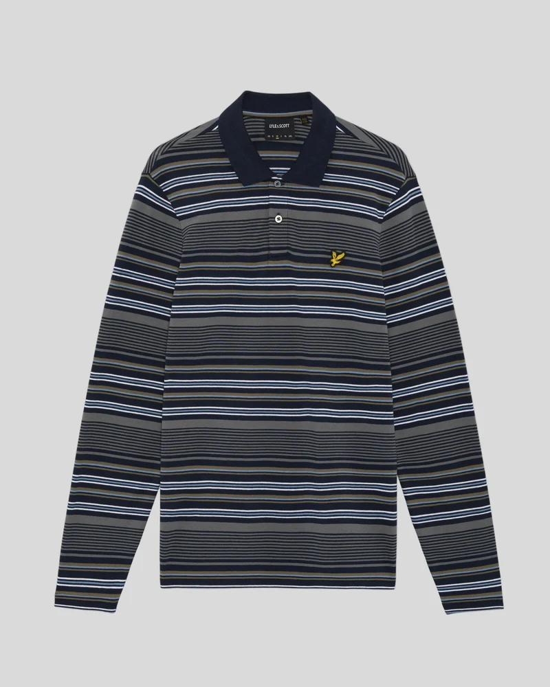 Multi Stripe Long Sleeve Polo Shirt