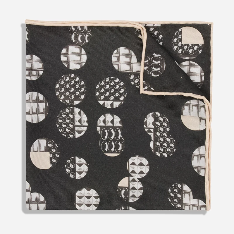 Brendan Fernandes X The Tie Bar Black Pretty Studs Peekaboo Pocket Square