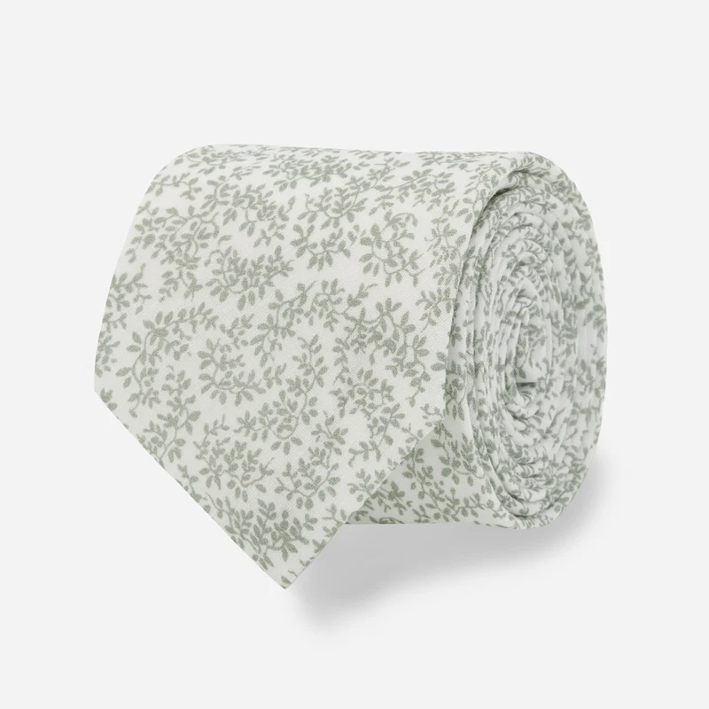 Laura Ashley X The Tie Bar Tunstall Leaves Forest Sage Tie