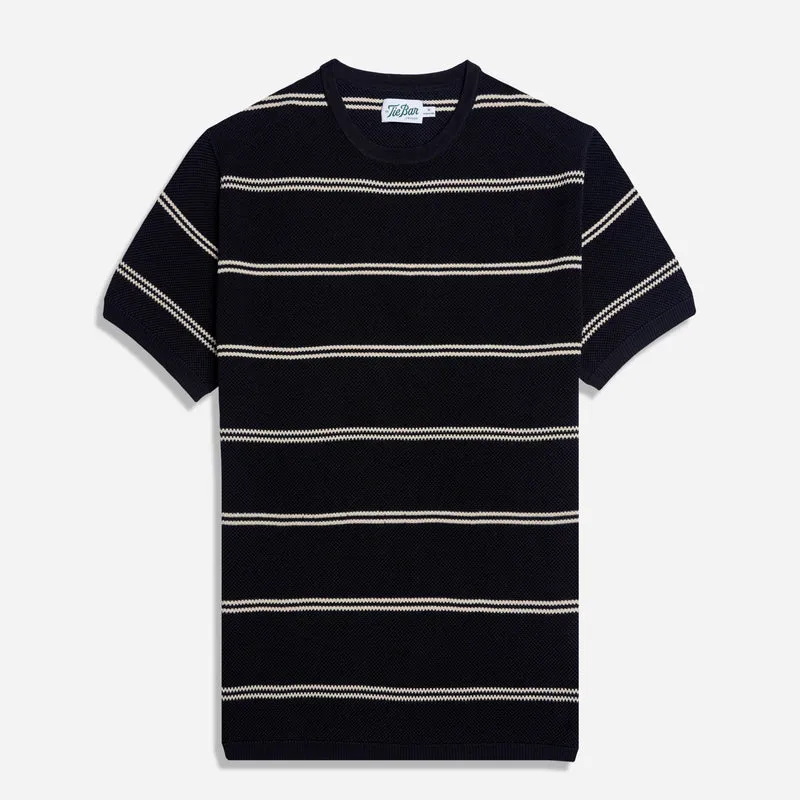 Pique Striped Navy Tee