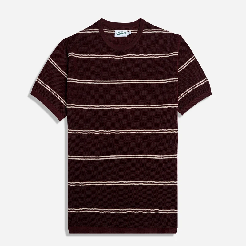 Pique Striped Burgundy Tee
