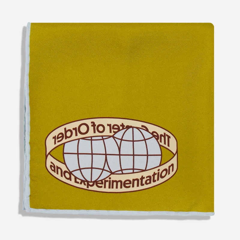The Center of Order and Experimentation x The Tie Bar The Infinity Office Ochre Pocket Square
