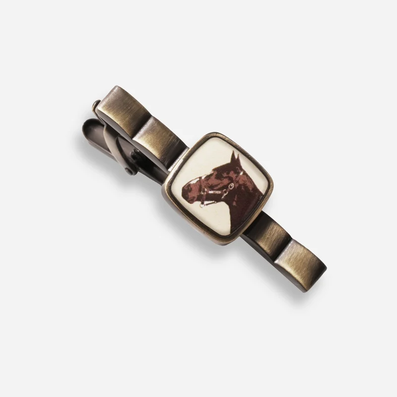 Thoroughbred Antique Brass Tie Bar