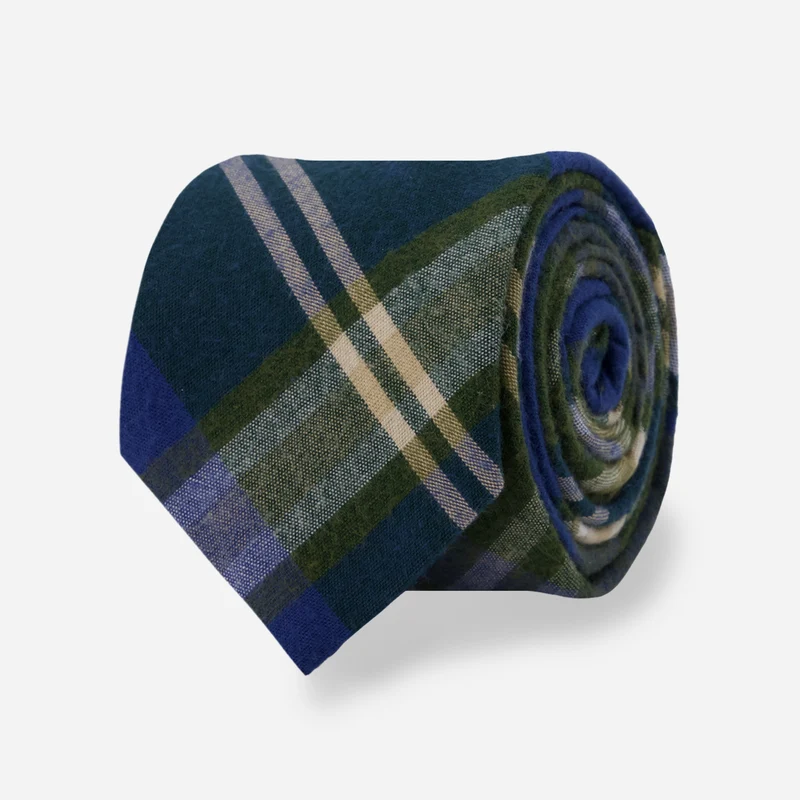 Original Madras x The Tie Bar Heritage Field Plaid Olive Tie