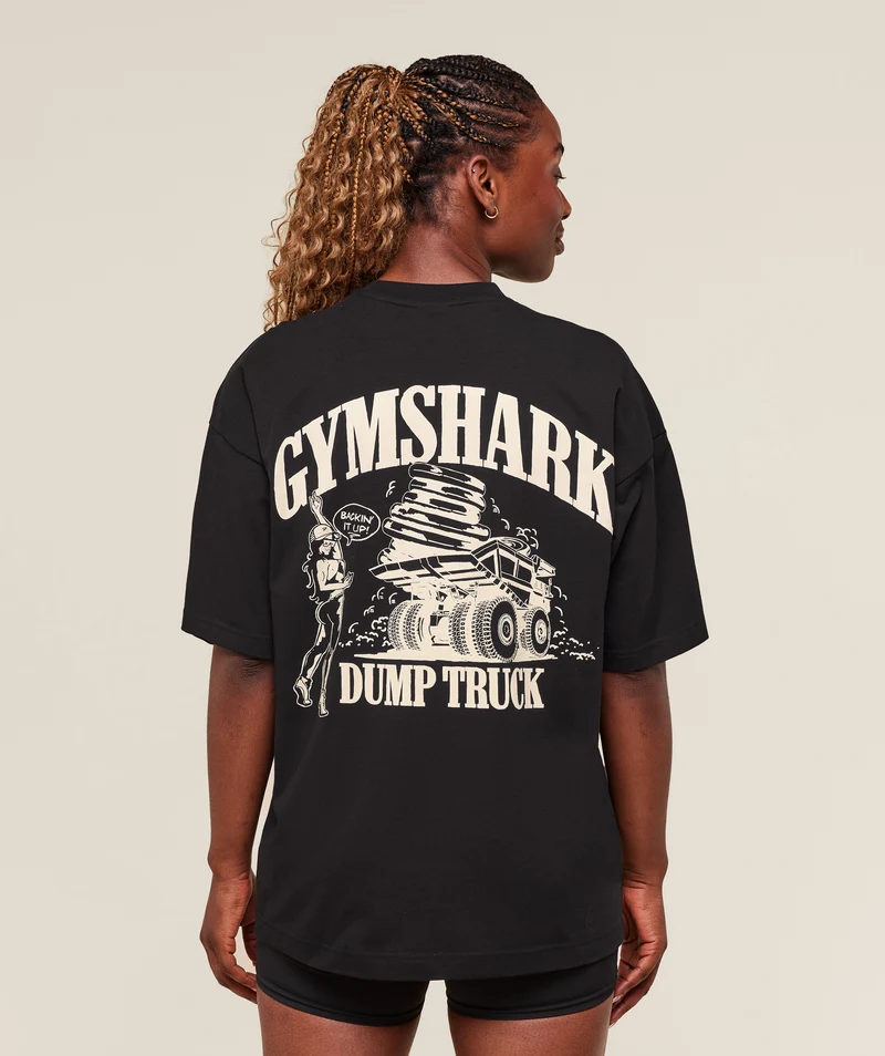 Gymshark Dump Truck Graphic Oversized T-Shirt - Black