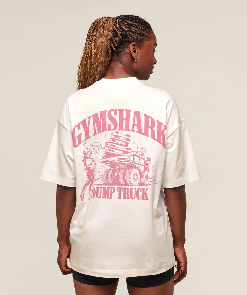 Gymshark Dump Truck Graphic Oversized T-Shirt - Soft White