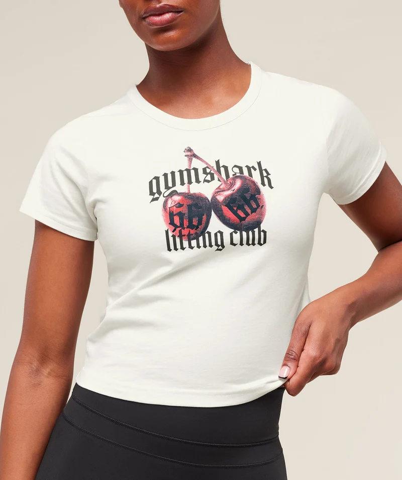 Gymshark Cherry Graphic Baby Tee - Soft White