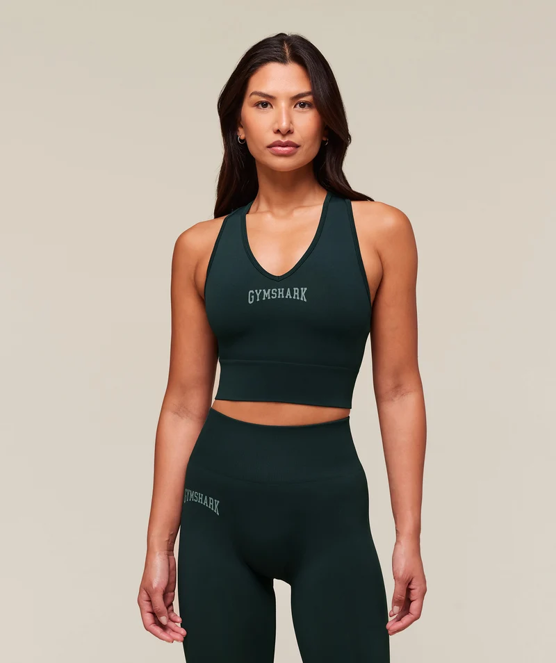 Gymshark Everyday Seamless Graphic Crop Tank - Darkest Teal