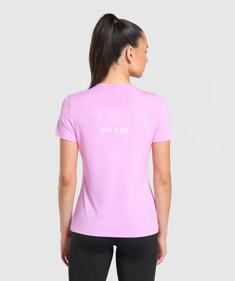 Gymshark Run Club Graphic T-Shirt - Sour Pink