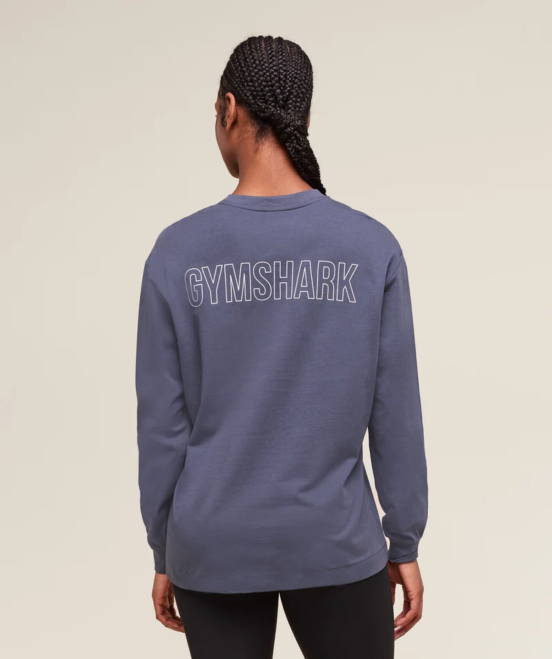 Gymshark Trace Graphic Long Sleeve Top - Weighted Purple