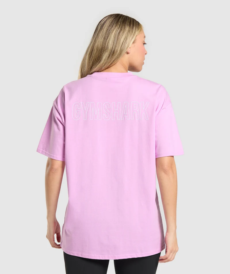 Gymshark Trace Graphic Oversized T-Shirt - Sour Pink