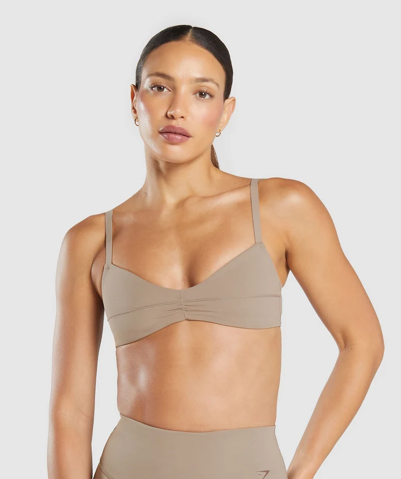 Gymshark Elevate Ruched Sports Bra - Lifestyle Brown