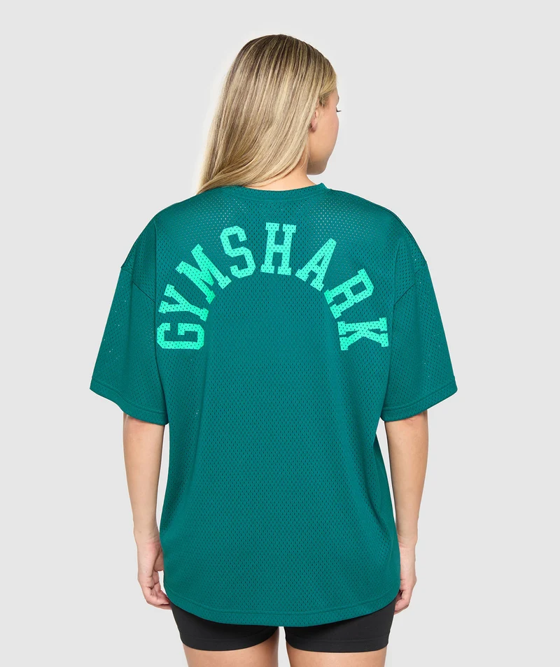 Gymshark Mesh Graphic Oversized T-Shirt - Functional Teal