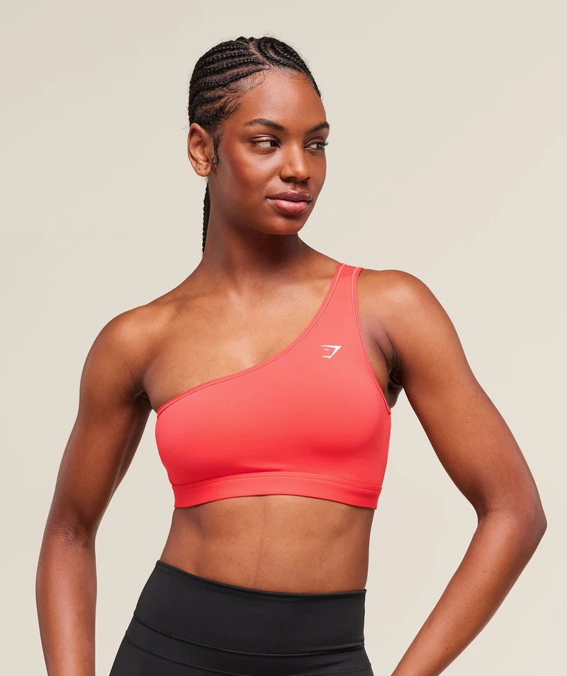 Gymshark Asymmetric Sports Bra - Coral Red