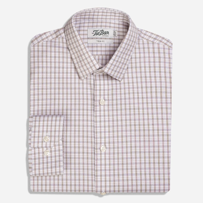 Pinpoint Check - Point Collar Blue and Brown Non-Iron Dress Shirt