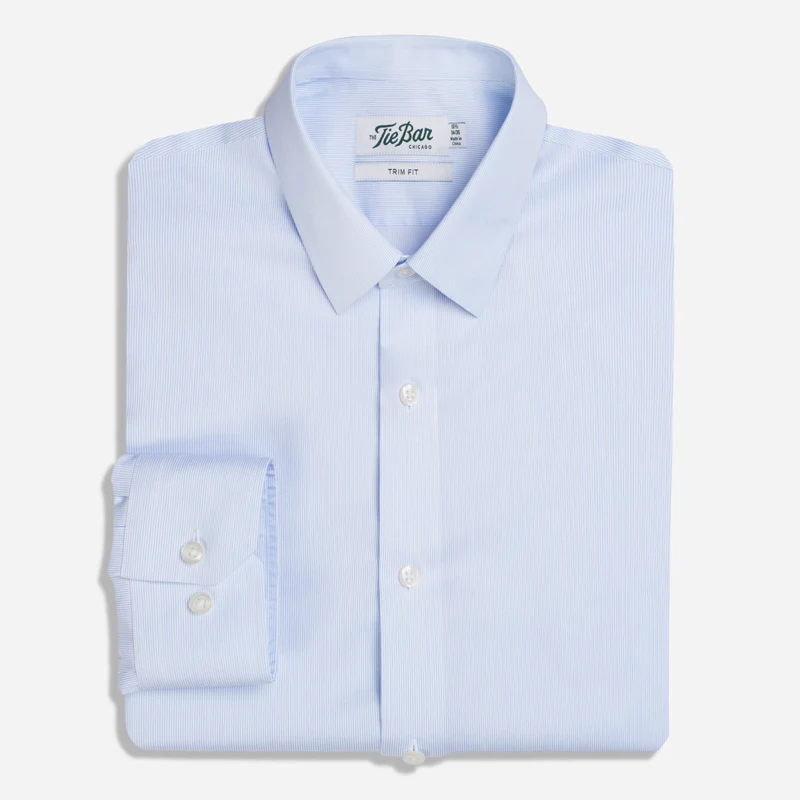 Pinpoint Hairline Stripe - Point Collar Blue Non-Iron Dress Shirt