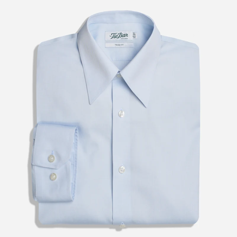 Pinpoint Solid - Long Point Collar Light Blue Non-Iron Dress Shirt