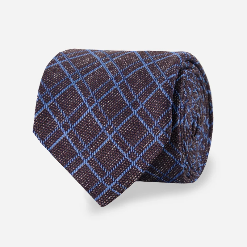 Bari Grid Chocolate Brown Tie