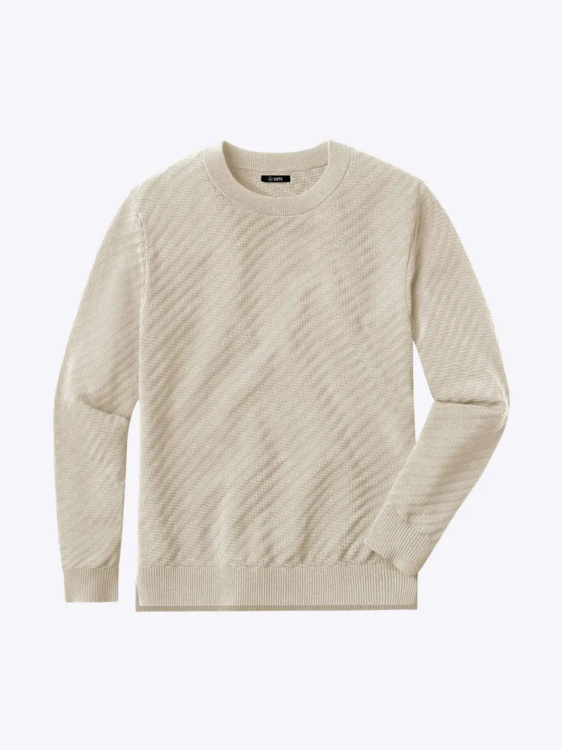Riviera Knit Long Sleeve Textured Tee | Sand Dune Signature-Fit