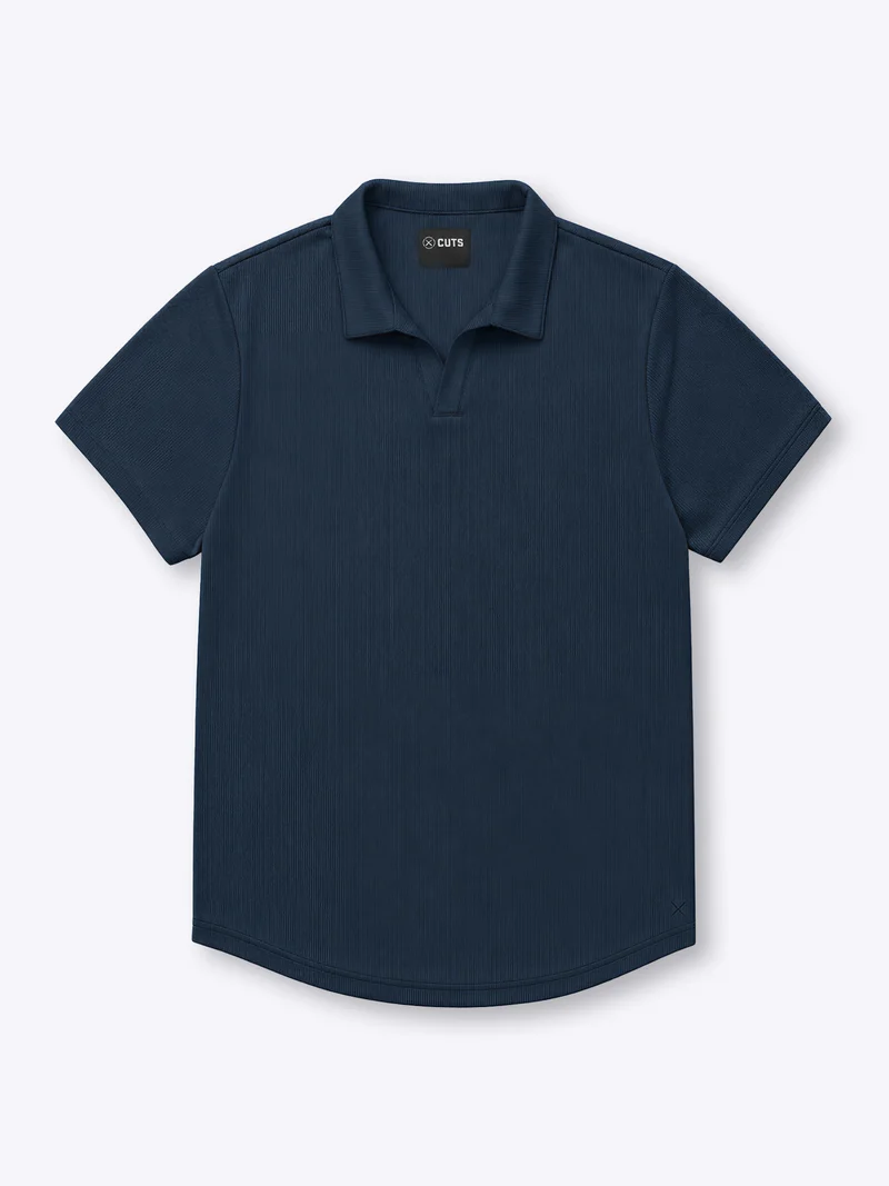 SoHo Ribbed Polo | Pacific Blue Signature-Fit