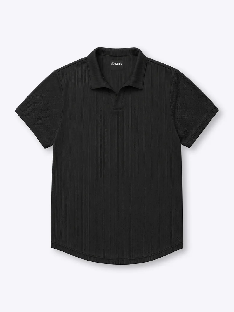 SoHo Ribbed Polo | Black Signature-Fit