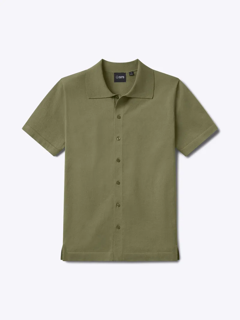 Riviera Knit Button Up | Capers Signature-Fit