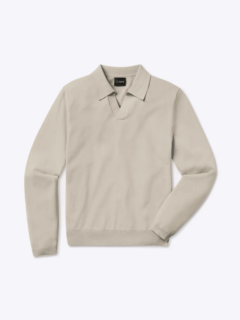 Riviera Knit Long Sleeve Polo | Sand Dune Signature-Fit