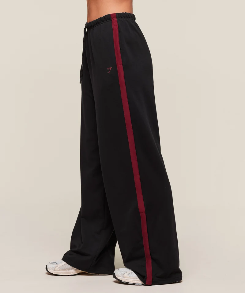 Gymshark Retro Stripe Snap Pants - Black/Sets Red