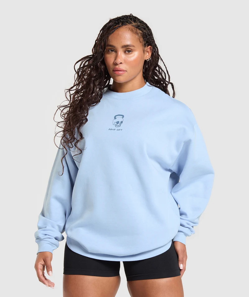 Gymshark Deadlift Graphic Pullover - Gentle Blue