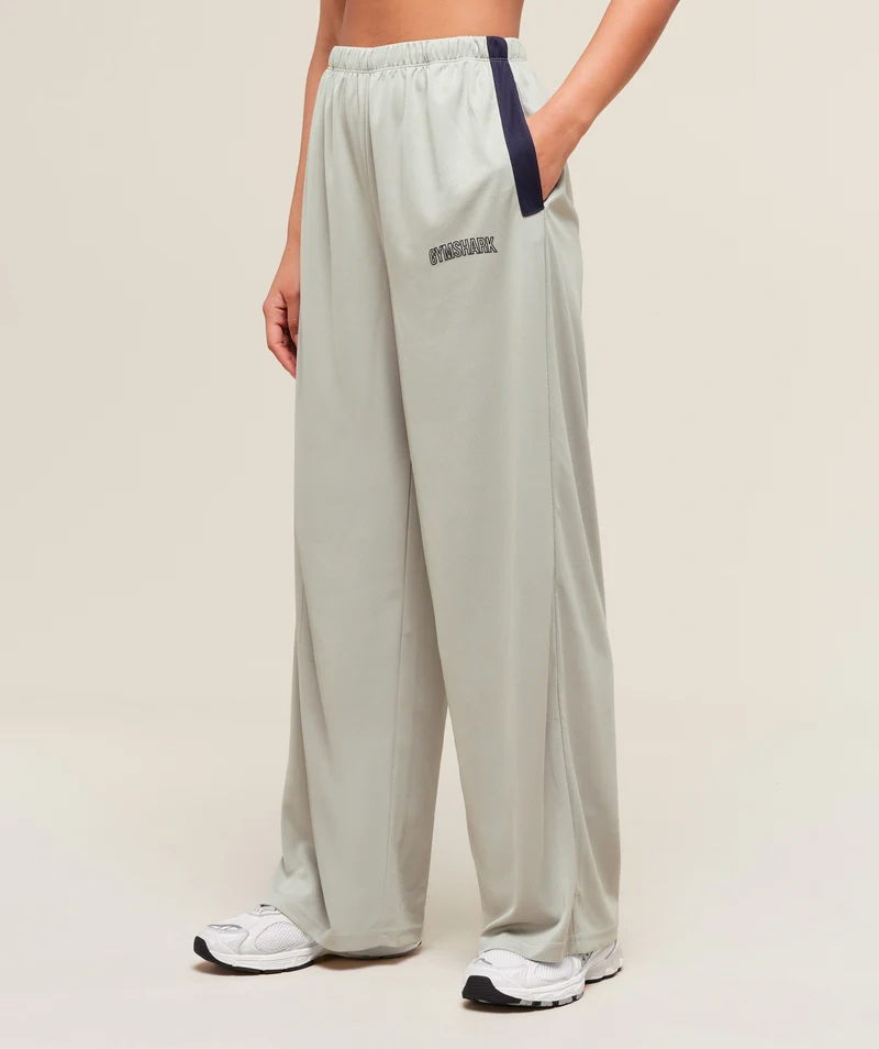 Gymshark Mesh Straight Leg Pants - Stone Grey/Heavy Blue
