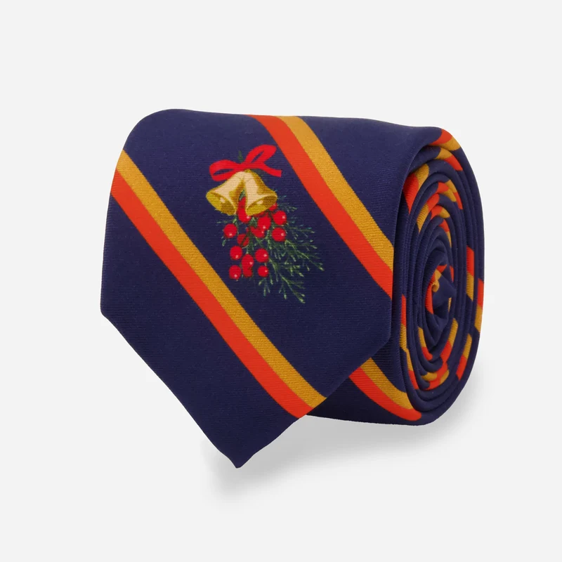 Repp Stripe Sleigh Bells Deep Blue Tie