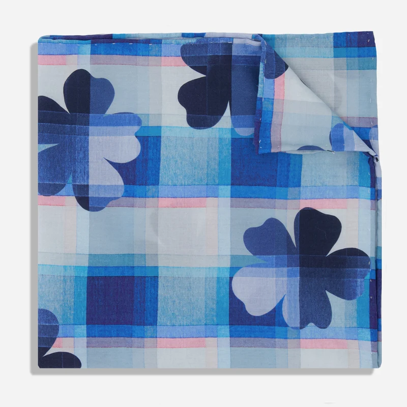 Tudor Petals Blue Pocket Square