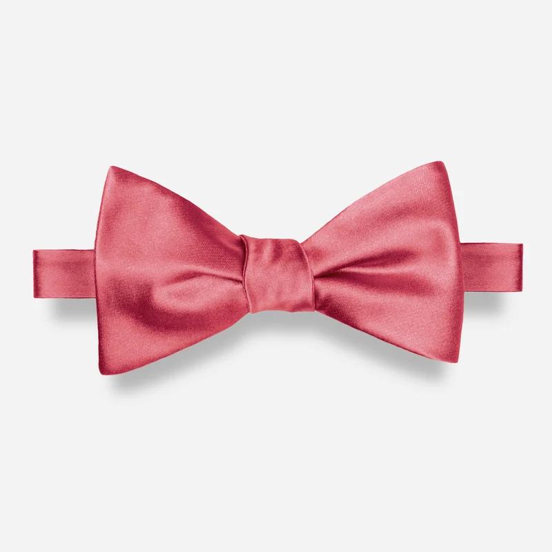 Solid Satin Coral Bow Tie
