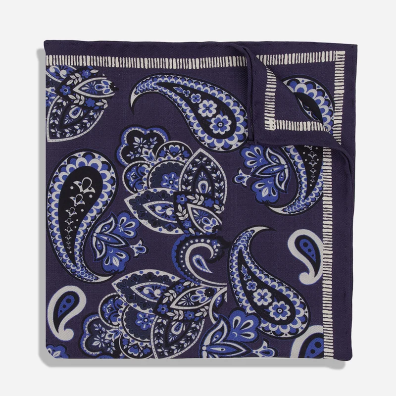 Marquette Bloom Navy Pocket Square