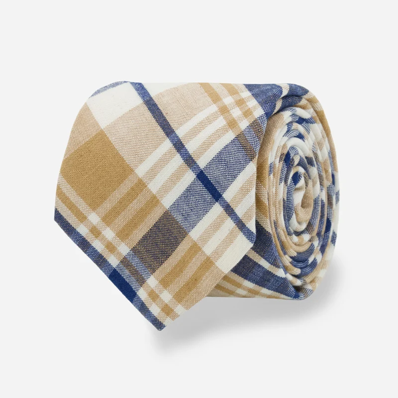 Original Madras X The Tie Bar Frontier Plaid Weathered Khaki Tie