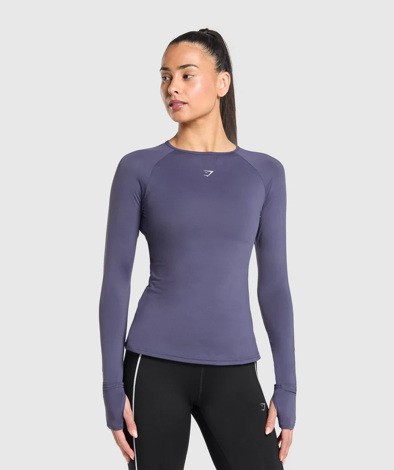 Gymshark Running Back Vent Long Sleeve Top - Weighted Purple