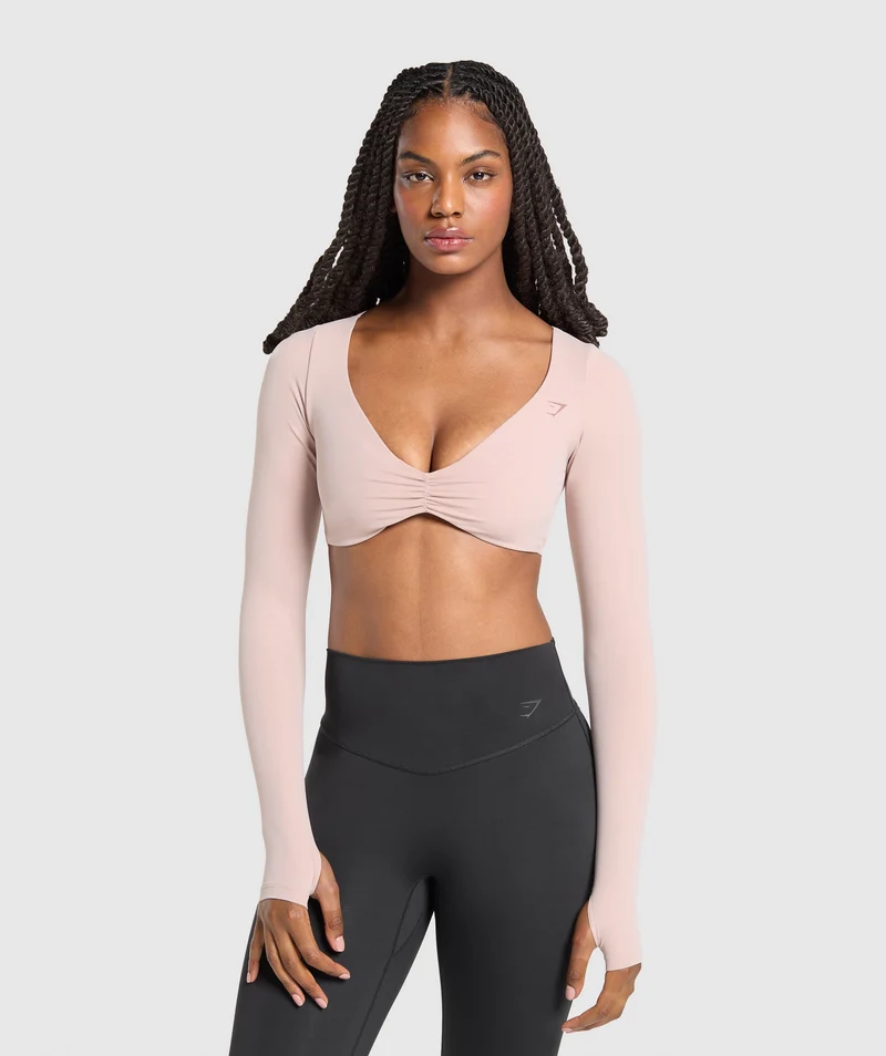 Gymshark Ruched Long Sleeve Top - Muted Pink
