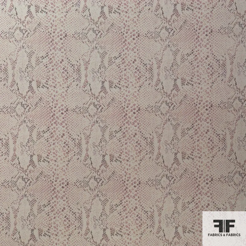 Snakeskin Printed Silk Crepe De Chine - Beige/Purple