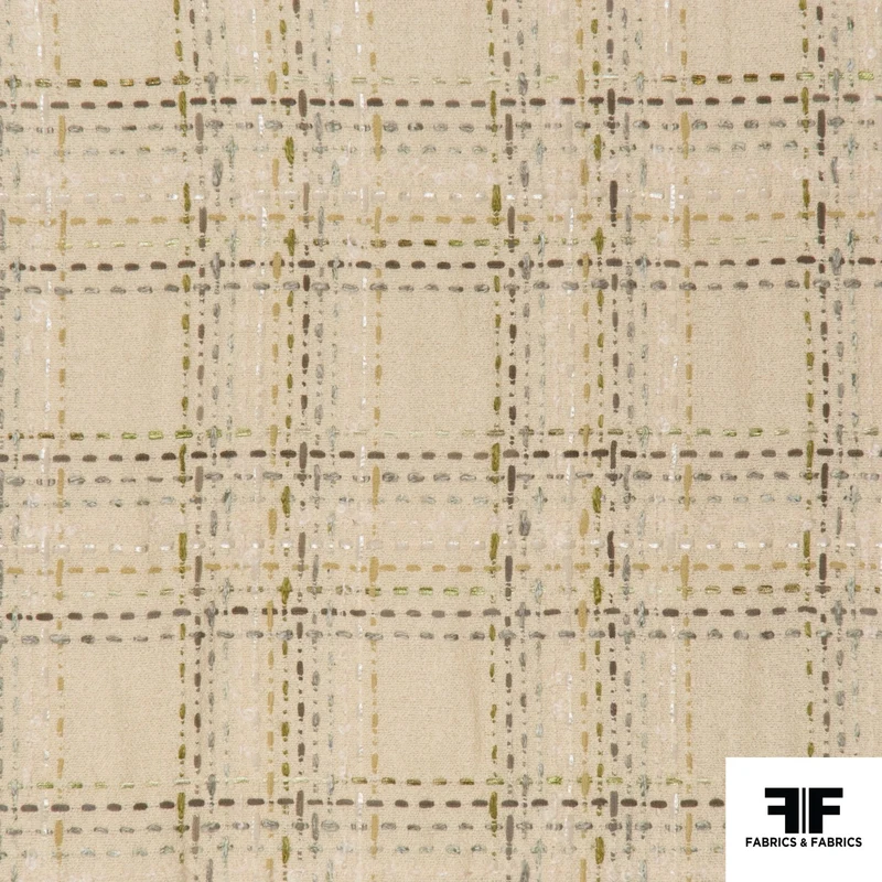 Plaid Wool Blend Tweed - Pale Yellow