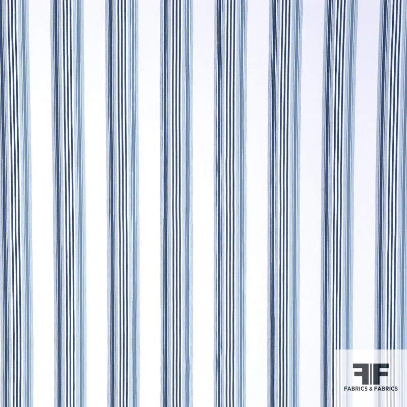 Striped Stretch Cotton Denim - Blue/White