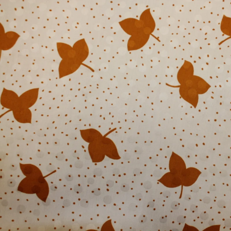 Leave Print Silk Gazar - Brown/White