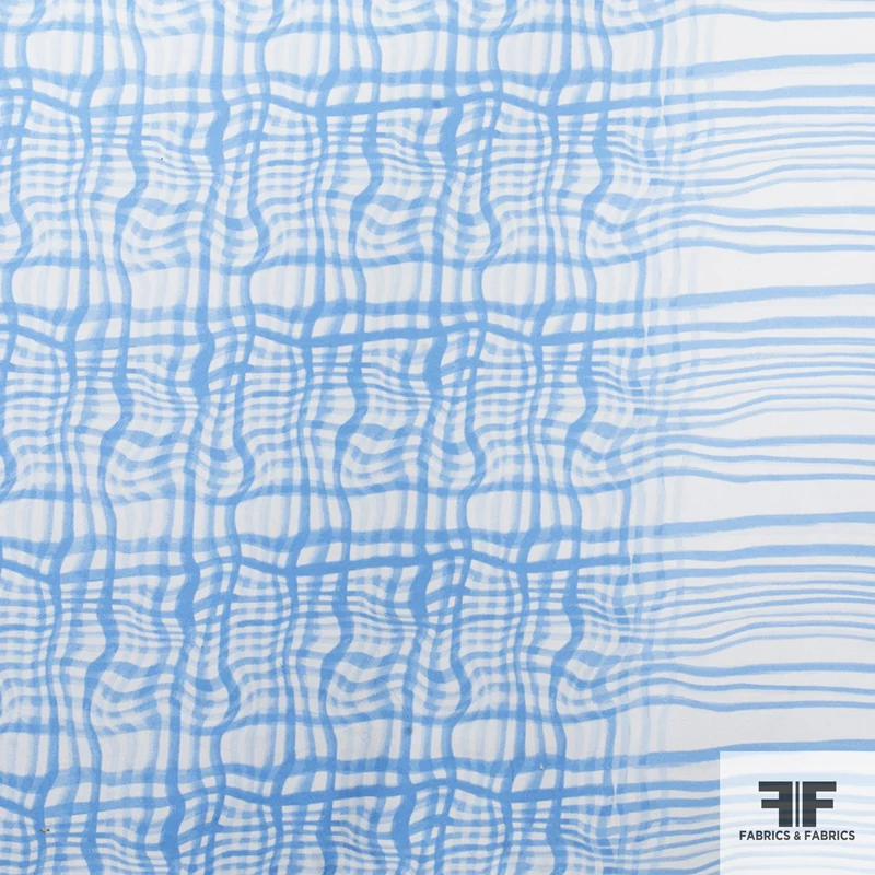 Coach Wavy Gingham Plaid Printed Silk Twill - Blue