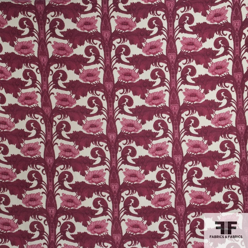 Floral Wool Crepe - Fuchsia/Pink/Cream