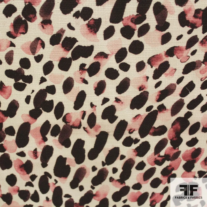 Brushed Dots Printed Cotton Pique - Black/White/Pink