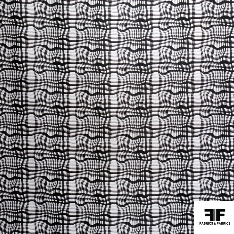 Coach Wavy Gingham Plaid Printed Cotton Voile - Black/White