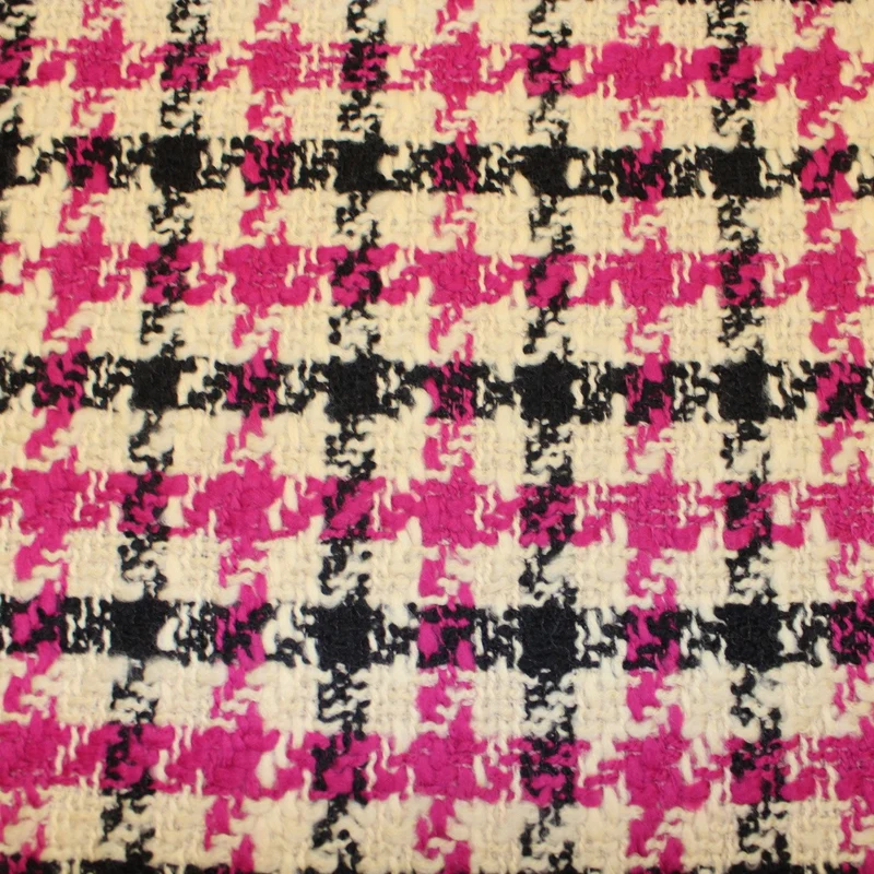 Wool Houndstooth - Pink/Black/Cream