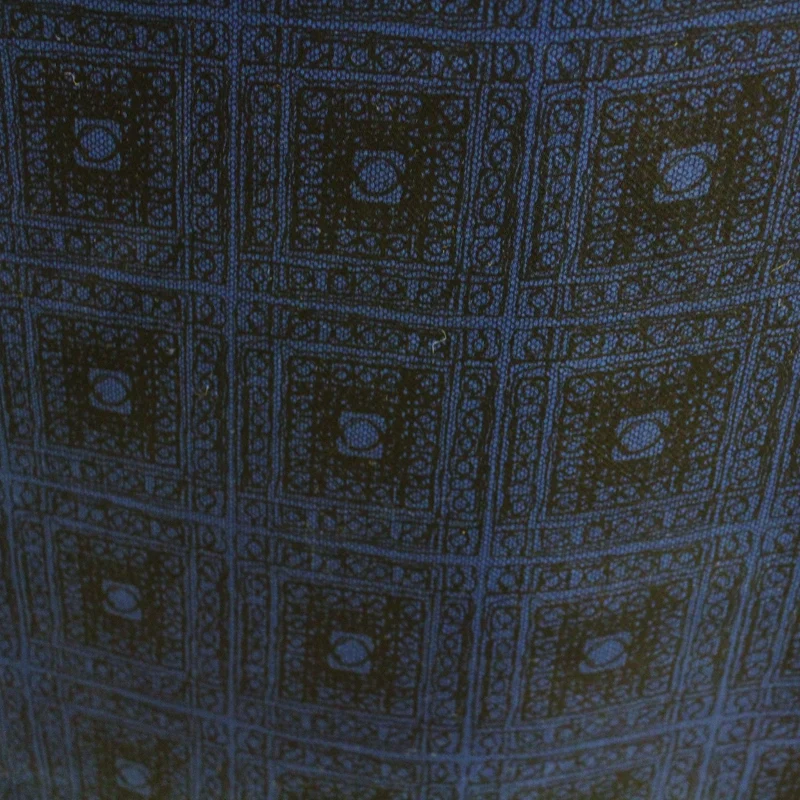 Ethnic Geometric Printed Silk Gazar - Blue/Black